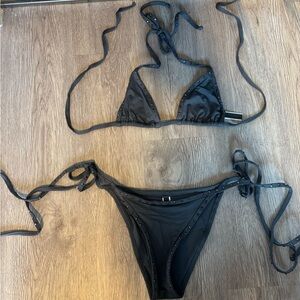 SKIMS Dark Gray Studded Bikini Set